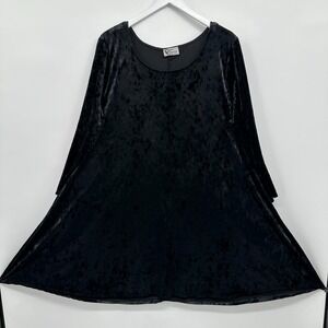 Carole Christian Dress Size 2X‎ Black Crushed Velvet Stretch Witchy Boho Gothic